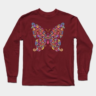 butterfly floral illustration Long Sleeve T-Shirt